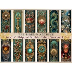 The Siren's Archive Oceanic Art Nouveau Gothic Nautical Bookmark Set Printed